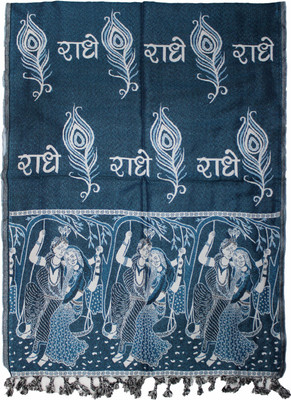 SRC Creations Wool Self Design Men, Women Shawl(Light Blue)