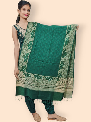 Trandone Wool Embroidered Women Shawl(Green)