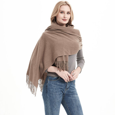 AlexVyan Acrylic, Wool Solid, Self Design Women Shawl(Brown)