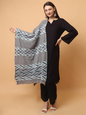 SCHp Wool Self Design Women Shawl(Grey, White, Black, Pink, Multicolor)