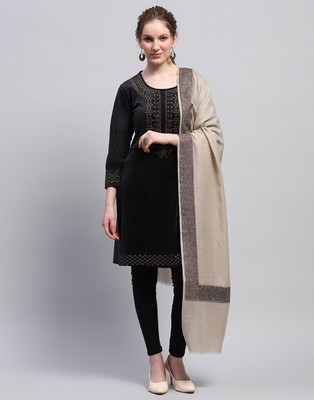 MONTE CARLO Wool Self Design Women Shawl(Beige)