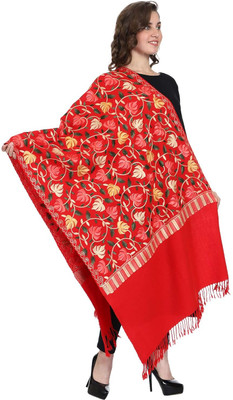 Trandone Wool Embroidered Women Shawl(Orange)