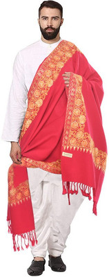 manra Wool Floral Print Men Shawl(Red)