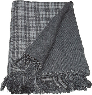 CHANDRAVATI Wool Checkered Men Shawl(Grey)