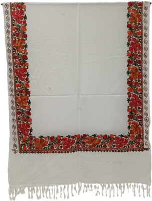 SUMEDH handcrafts Acrylic Embroidered Women, Men Shawl(White)