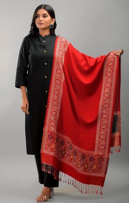 Braid N Cord Polyester Wool Blend Applique Women, Men Shawl(Red)