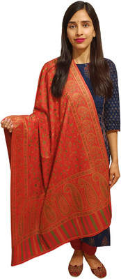 CHOUDHARYRETAILS Wool Printed Women Shawl(Red)