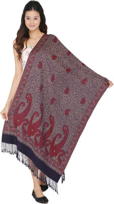 Kti Viscose Embroidered Women Shawl(Blue)