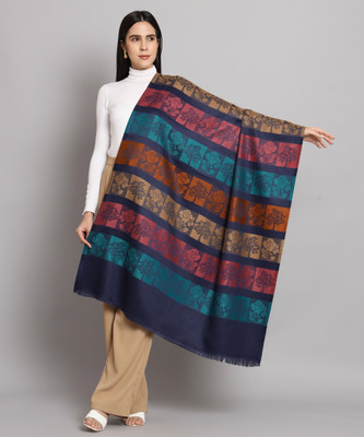 Ahaana Polyester Wool Blend Self Design Women Shawl(Multicolor)