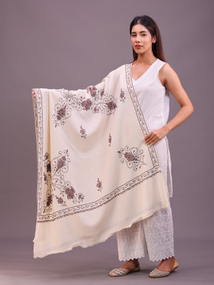 swi stylish Pashmina Woven Women Shawl(White)