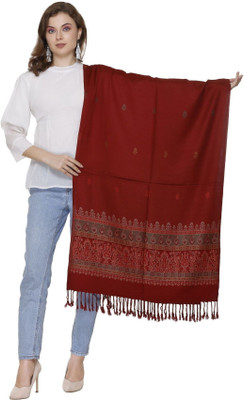 Kti Viscose, Acrylic Floral Print Women Shawl(Maroon)
