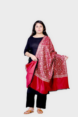 Allure Motifs Polyester Wool Blend Woven Men, Women Shawl(Maroon)