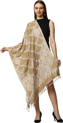 swi stylish Acrylic Self Design Women Shawl(Beige)