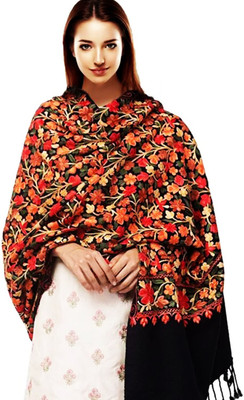 RADHE PRODUCTS Wool Embroidered Women Shawl(Multicolor)