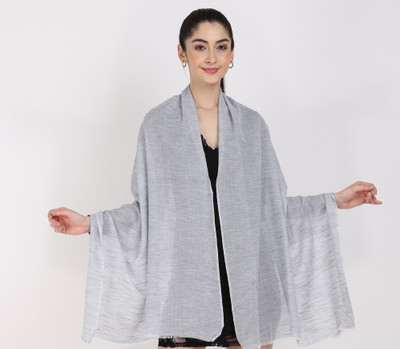 Cashmere Craft Poly Cotton Solid Women Shawl(Grey)