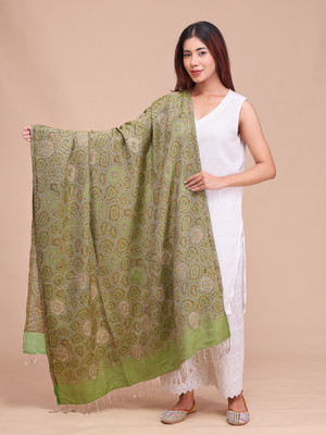 swi stylish Wool Woven Women Shawl(Green)