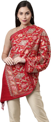 Pashmoda Viscose Embroidered Women Shawl(Red)