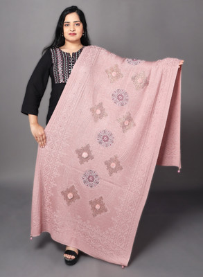 La Velora Rayon Embroidered Women Shawl(Pink)