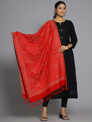 Ravaiyaa - Attitude Is Everything Wool Floral Print Women Shawl(Red)