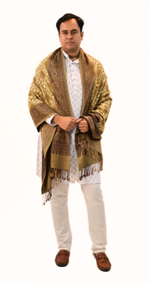 Vrinde Wool Embroidered Men Shawl(Beige)