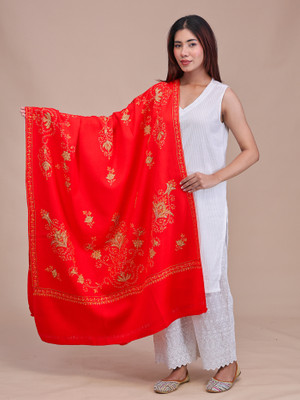 swi stylish Pashmina Woven Women Shawl(Red)
