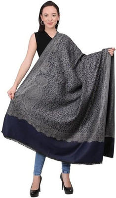 Braid N Cord Polyester Wool Blend Applique Women Shawl(Dark Blue)
