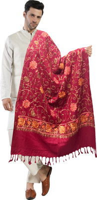 manra Wool Floral Print Men Shawl(Maroon)