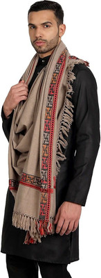Braid N Cord Polyester Wool Blend Applique Men Shawl(Beige)