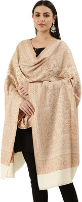 Pashmoda Polyester Wool Blend Woven Women Shawl(White)