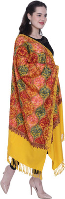 CHOUDHARYRETAILS Wool Embroidered Women Shawl(Yellow)