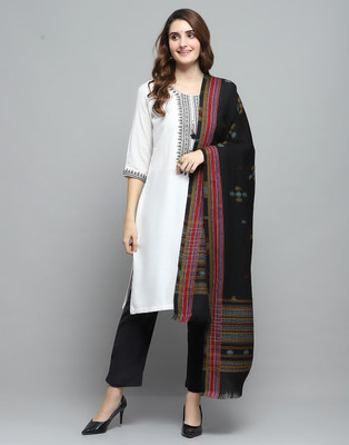 MONTE CARLO Wool Self Design Women Shawl(Black)