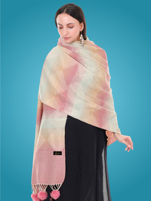MHAX Pashmina Self Design Women Shawl(Pink)
