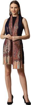 swi stylish Wool Printed Women Shawl(Dark Blue)