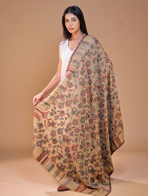 swi stylish Wool Printed Women Shawl(Beige)