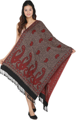 Kti Viscose Floral Print Women Shawl(Black)