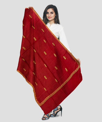 Zaria Fabs Wool Self Design Women Shawl(Red)