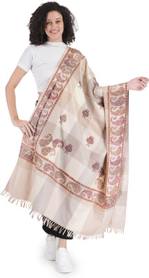 Life and style Wool Printed Women Shawl(Beige)