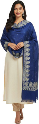 Kti Viscose, Acrylic Printed Women Shawl(Blue)