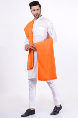 KAVIM Wool Solid Men Shawl(Orange)