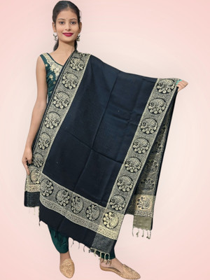 Kashmiri Thead Wool Embroidered Women Shawl(Dark Blue)
