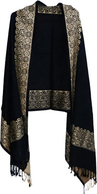 Collective Stitch Wool Floral Print Women Shawl(Green)