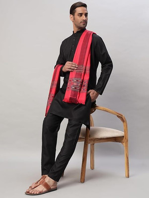 Braid N Cord Polyester Wool Blend Applique Men Shawl(Pink)