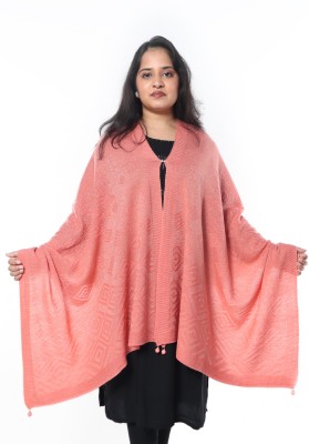 La Velora Acrylic Self Design Women Shawl(Pink)