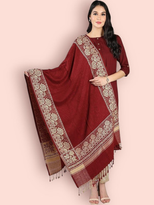 Trandone Wool Printed Women Shawl(Maroon)