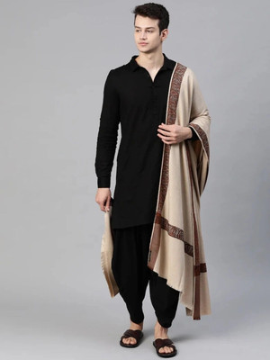 Pink World Wool Solid Men Shawl(Beige)
