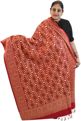 Vrinde Wool Embroidered Women Shawl(Red)