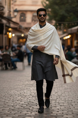 Winter Heirloom Acrylic Solid Men Shawl(Beige)