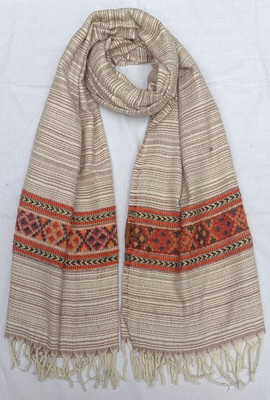 Aayat Fashion Wool Self Design Women Shawl(White)