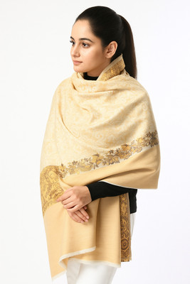 manra Wool Self Design Men Shawl(Beige)