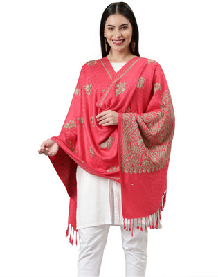 Pashmoda Viscose Embroidered Women Shawl(Pink)